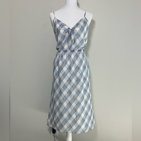 Joie Dresses & Skirts - Joie Abiah Plaid Midi Dress 100% Silk Adjustable Spaghetti Straps Size L